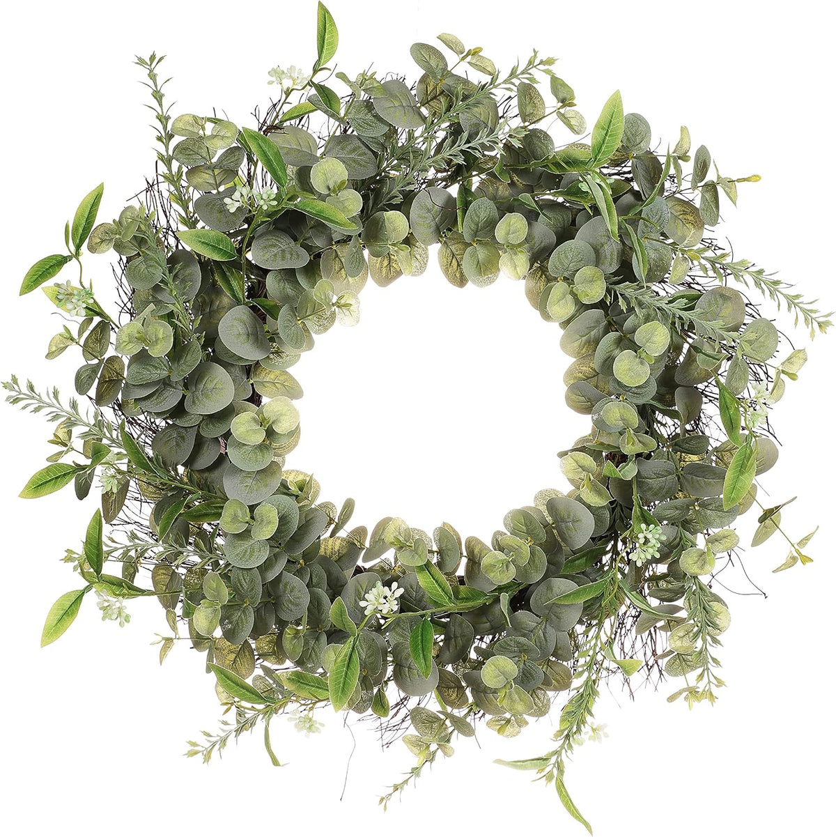 24" Artificial Lavender Floral Spring Wreath with Green Leaves