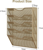 EasyPAG Wall File Organizer 5 Tier Hanging Paper Folder Holder, Zero Assembly Metal Mesh Wall Mounted Mail Organizer for Office Home Classroom Narrow Spaces, Gold