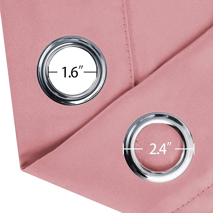 LEMOMO Pink Blackout Curtains/42 x 84 Inch/Set of Two Panels Grommet Bedroom - Image 6