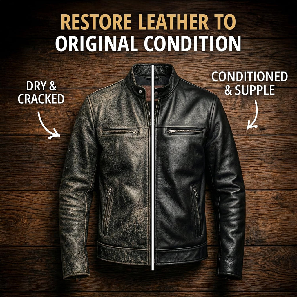 Eagle Leather Jacket Conditioner- Leather Lotion with Cloth for Boots, Jackets, Purses, Handbags & Bags – Lanolin & Natural Oils to Clean, Condition, Restore & Protect All Leather Colors