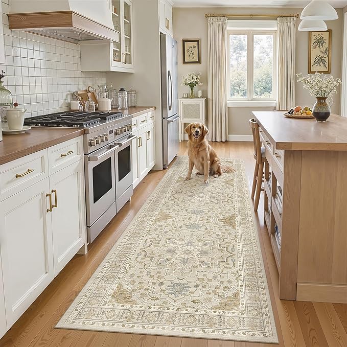 Madane Runner Rug 2'6''x8' Kitchen Runners, Printed Vintage Washable Hallway by Madane
