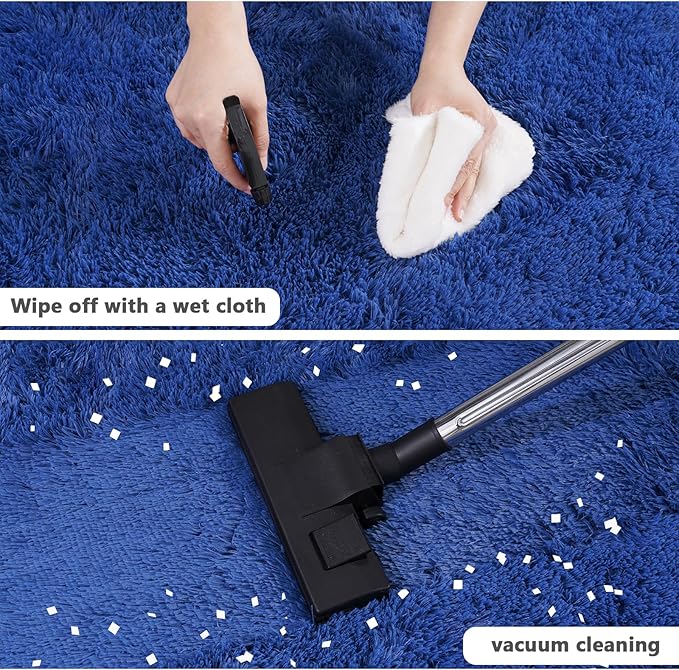 4'x4' Blue Round Rug for Bedroom, Ultra Soft Fluffy Circle Rug for Kids Girls - Image 4