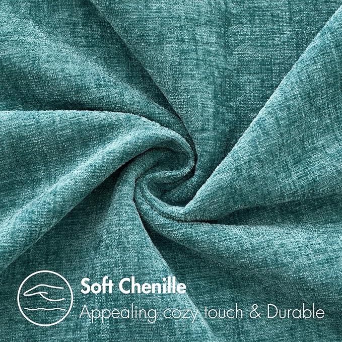 MIULEE Pack of 2 Couch Throw Pillow Covers 18x18 Inch Soft Teal Chenille Pillow - Image 2
