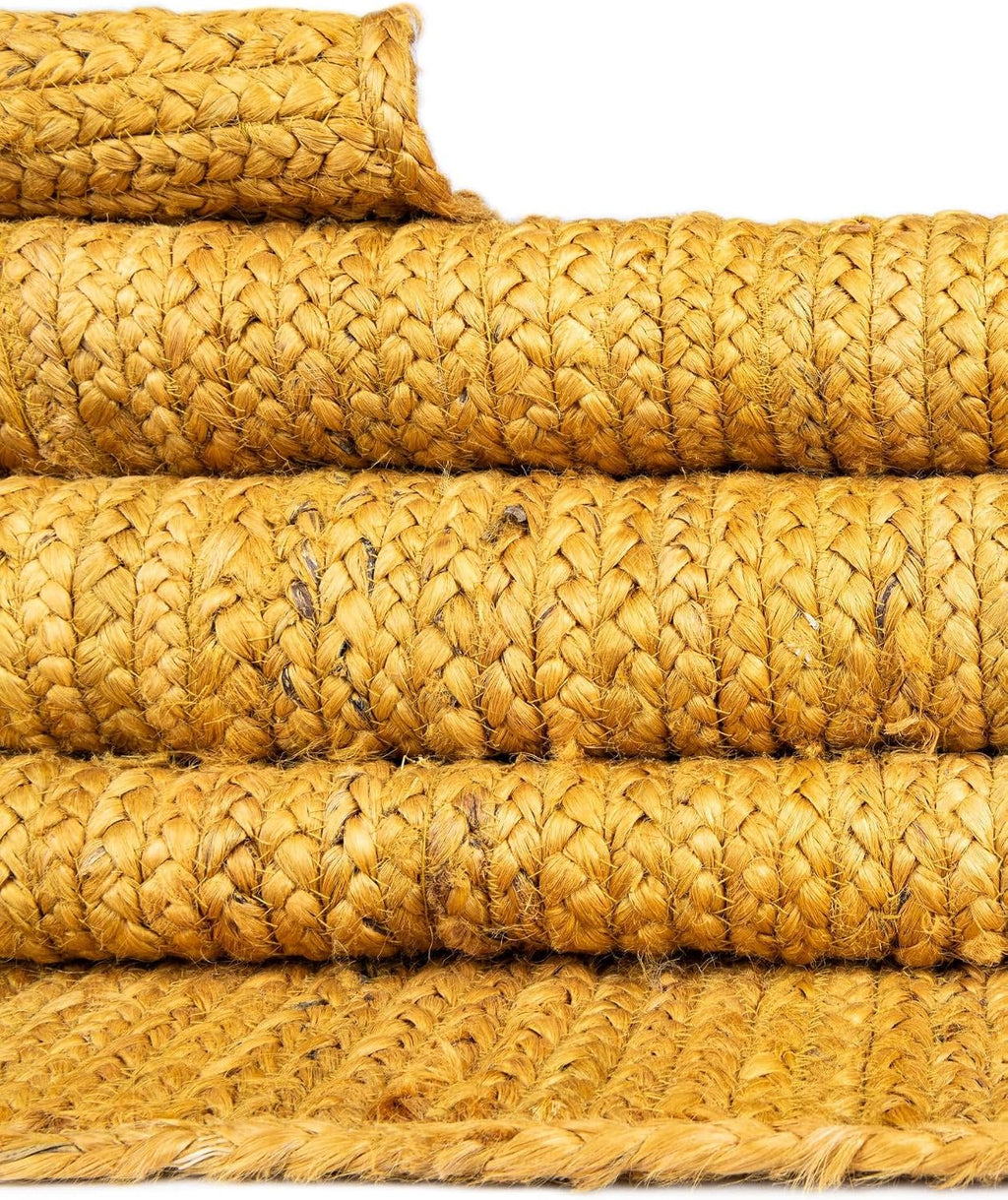 Unique Loom Braided Jute Collection Area Rug - Dhaka (1' 2" x 6' 1" Table Runner Yellow)