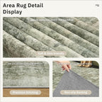 Area Rug 6x9 Abstract Living Room Washable Rugs Green Black Non Slip Low Pile - Image 6