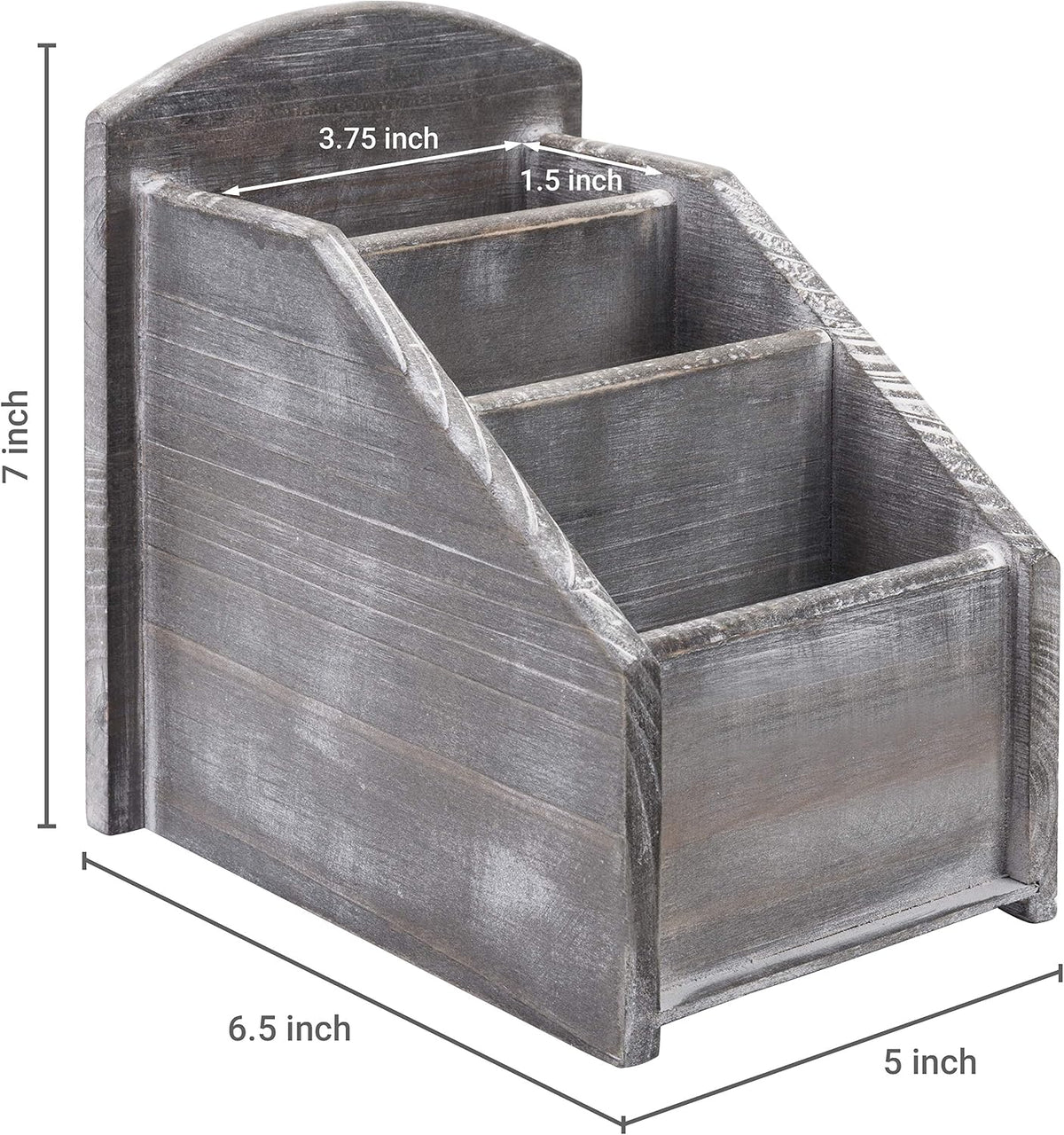MyGift Graywashed Wood Remote Control Holder, 3-Compartment Organizer