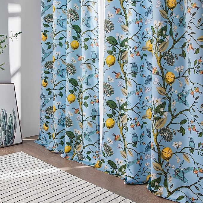 Topfinel Blue Patterned Curtains 2 Pages 96 Inches Long Blackout Heat Block - Image 8
