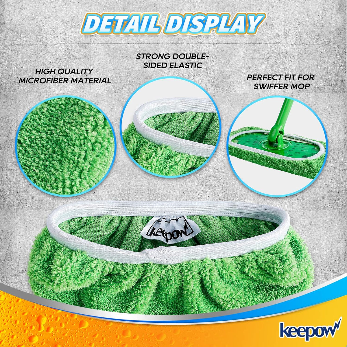 KEEPOW Reusable Wet Pads Compatible with Swiffer Sweeper Mop, 16 Pack