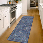 Non Slip 2x7 Dark Blue Runner Washable by HazoHaus