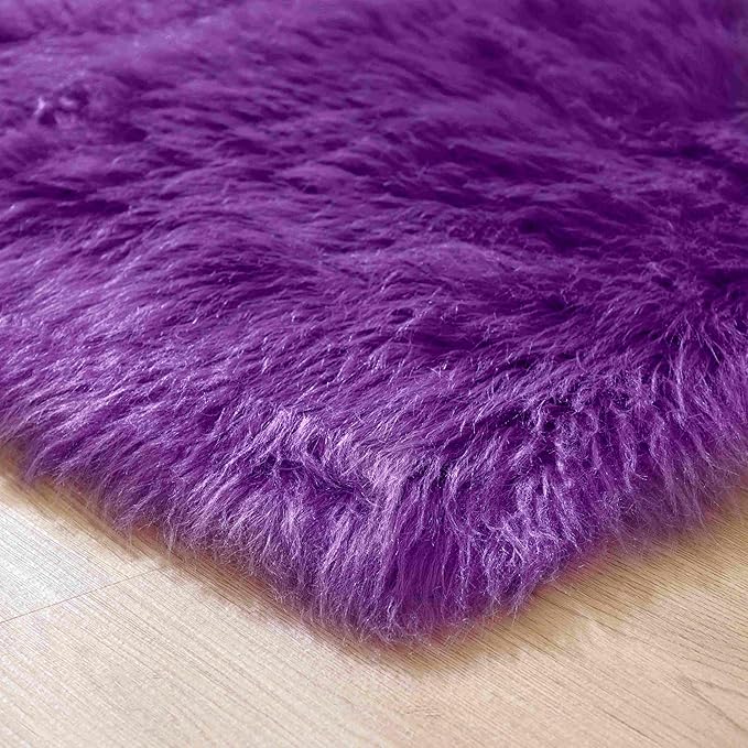 Goolela Purple Area Rug 6x9 Fluffy Fuzzy Furry Shag Carpet - Image 7