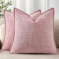 decorUhome Chenille Decorative Throw Pillow Covers 20x20 Set of 2, Pink