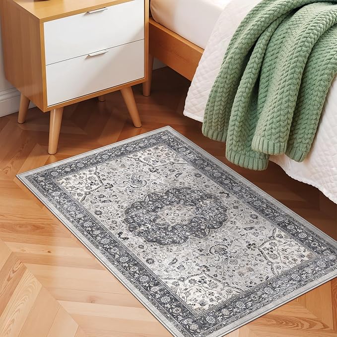 Washable 2x3 Entryway Area Rug: Vintage Soft Thin Door Mat - Image 3