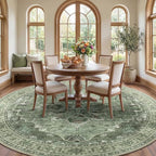 Area Rugs 8ft Washable Non-Slip, Floral Vintage Distress Print Pattern - Image 2