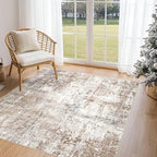 UERMEI Square Area Rugs : Washable 5x5 Neutral Modern Abstract Carpet by UERMEI