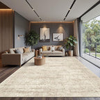 12x15 Washable Area Rug Beige Neutral Abstract Living Room Large Carpet Non - Image 2