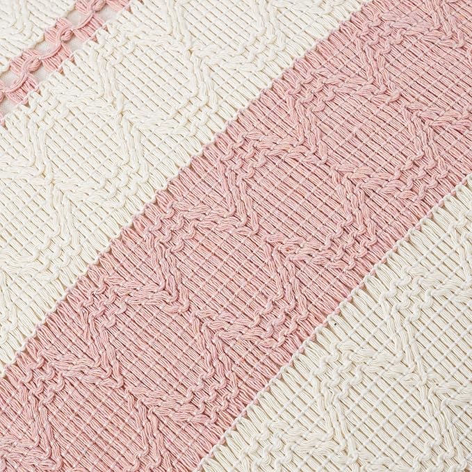 Fancy Homi Set of 1 Boho Pink Decorative Throw Pillow Cover 18x18 Inch - Image 4