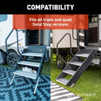 Lippert Solid Step RV Shoe Storage Organizer for Triple and Quad Step Assemblies with All-Weather Mesh Fabric, Easy DIY Install, (4) Extra Clips - 2025008967