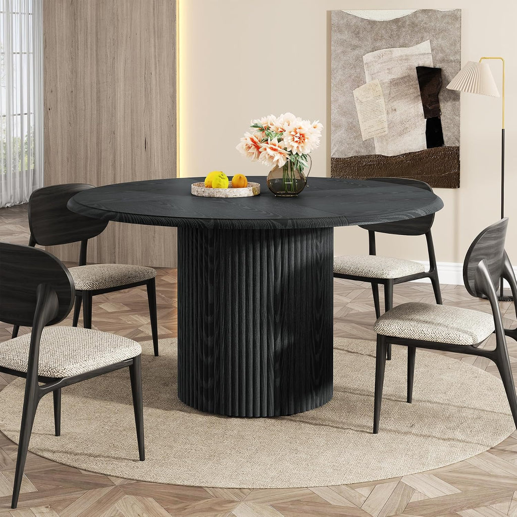 Tribesigns 47" Round Dining Table for 4, Farmhouse Kitchen Table with Metal Base, Modern Small Dinner Table for Dining Room,Kitchen (Chairs Not Included)
