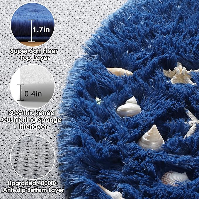 ONASAR Navy Blue Round Rugs 6ft - Image 2
