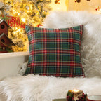 AQOTHES Christmas Plaid Decorative Throw Pillow Covers Red Green 18x18