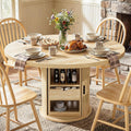 GarveeHome 47" Round Dining Table for 4-6, Farmhouse Kitchen Table, Natural