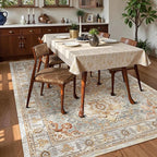 Washable Area Rug 6' x 9' Vintage Traditional Persian Mat - Image 3