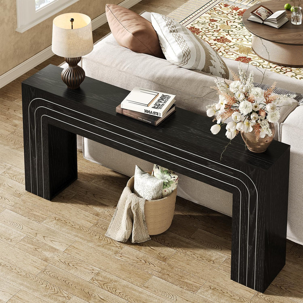 knoworld 70.9-Inch Long Console Table, Farmhouse Entryway Table with Line