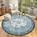 GarveeHome Misty Blue Botanical Grove 6ft Round Rug, Small Circle Vintage by GarveeHome