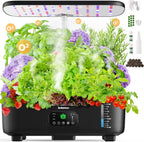 Misting Hydroponic Growing System Kit 15-Pods Indoor Smart Herb Garden Planter with LCD Touch Panel 6L Large Tank for Herb/Vegetables/Flowers/Fruits, Gardening Gifts for Women Men Beginners - White