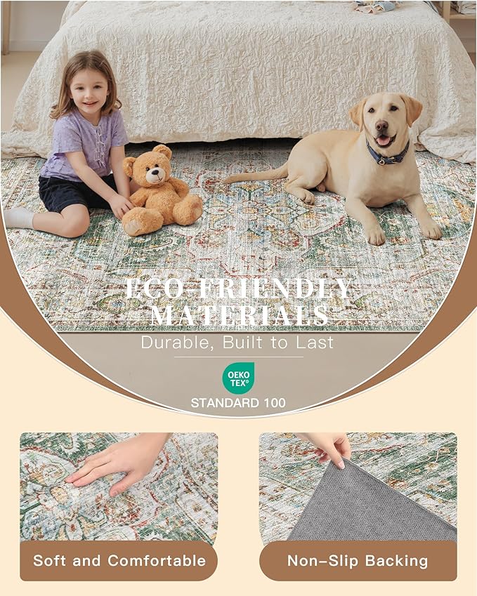Madane Runner Rug 2x8, Washable Hallway Runner Rugs, Non-Slip Low-Pile Soft - Image 5