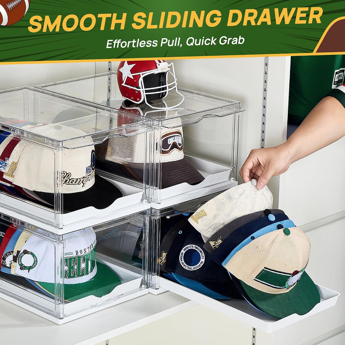 Vtopmart 2 Pack Stackable Baseball Caps Organizer, Each Holds 12 Hats