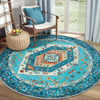 SERISSA Boho Round Area Rug, 4ft Washable Non-Slip Circle Rug, Ultra Soft by SERISSAHomeDecorCollection