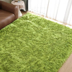 Goolela Lime Green Area Rug 9x12 Fluffy Fuzzy Furry Rug by Goolela