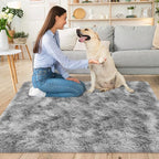 Small Area Rug for Bedroom 3x5ft Mini Tie Dye Grey Fluffy Rug Mat Bedside Throw - Image 2