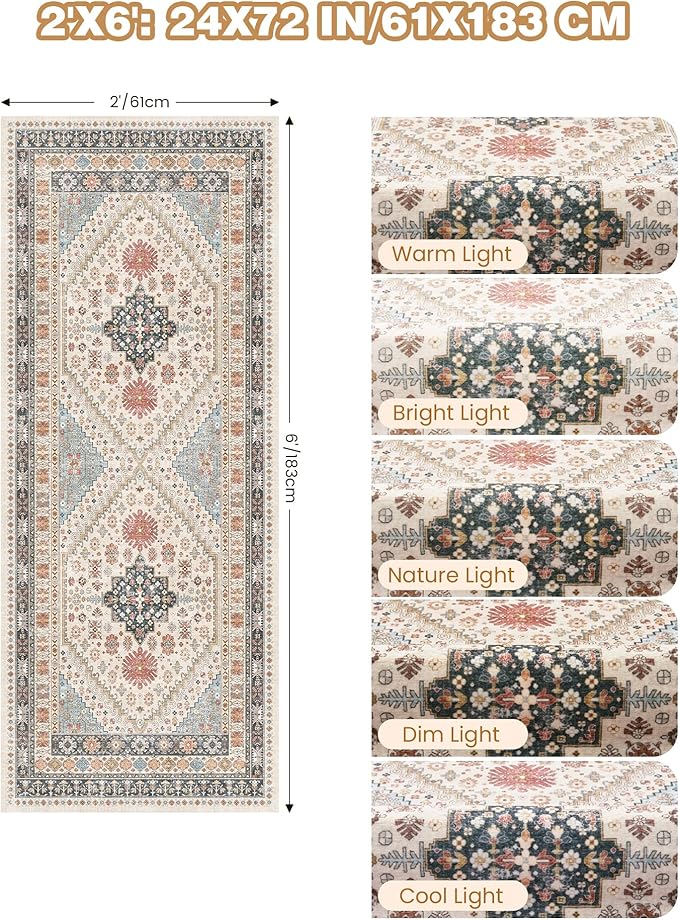 Runner Rug 2x6, Non Slip Washable Rugs - Image 2