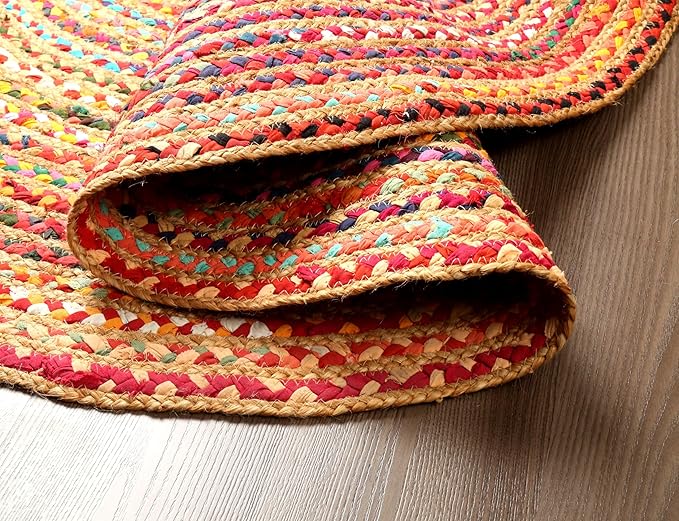 Hausattire Bohemian Braided Rug 4' Round - Image 6