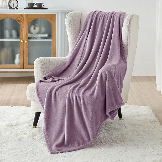 Bedsure GentleSoft Fleece Throw XL Blanket Fog Purple - Image 2