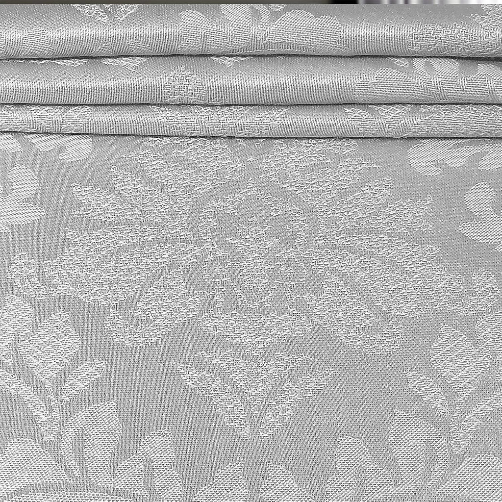 CAIT CHAPMAN HOME COLLECTION Solid Color Damask Jacquard Woven Tablecloth and Napkin (70" x 144" Rectangle, Silver Gray)