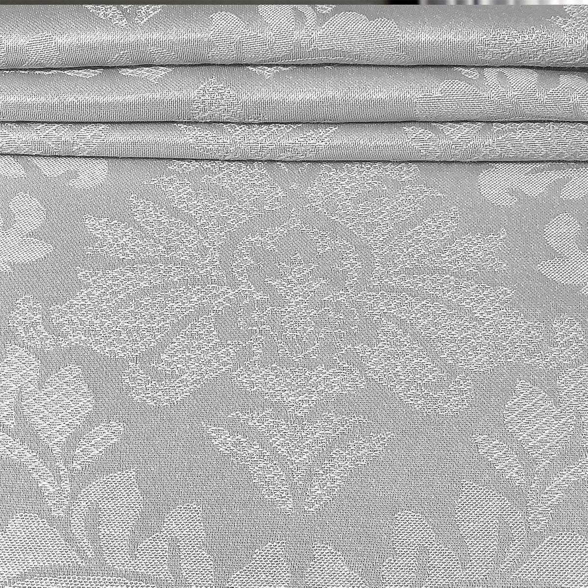 CAIT CHAPMAN HOME COLLECTION Solid Color Damask Jacquard Woven Tablecloth and Napkin (70" x 144" Rectangle, Silver Gray)
