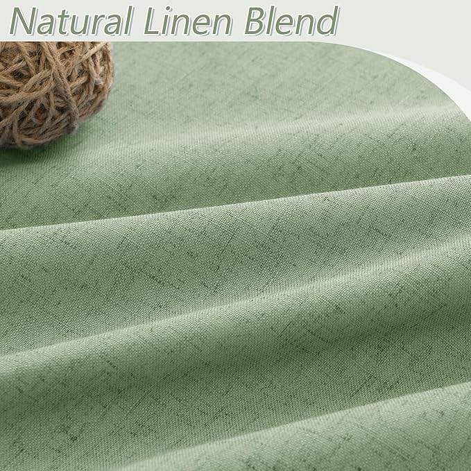Guken Light Sage 100% Blackout Linen Curtains 72 Inch Length 2 Panels Set - Image 3