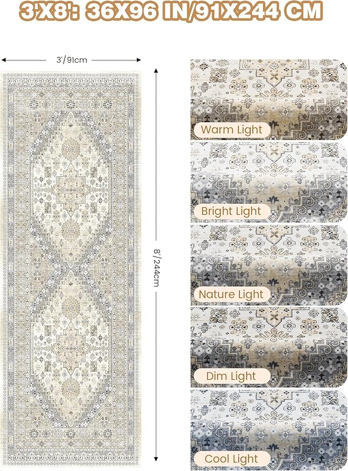 3x8 Runner Rug Non Slip Washable - Image 2