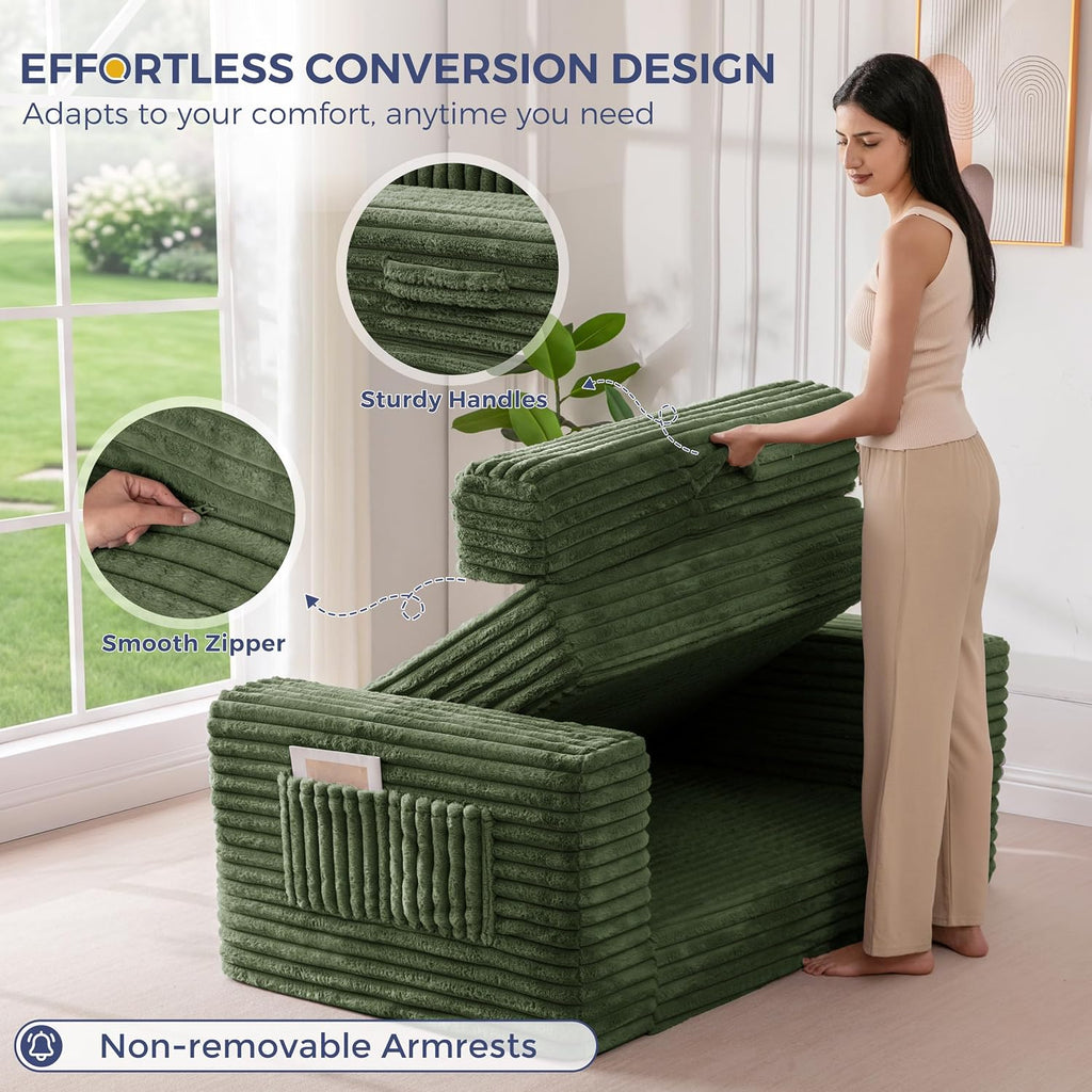 MAXYOYO Convertible Sofa Bed, Pull-Out Loveseat Couch Bed for Small Space