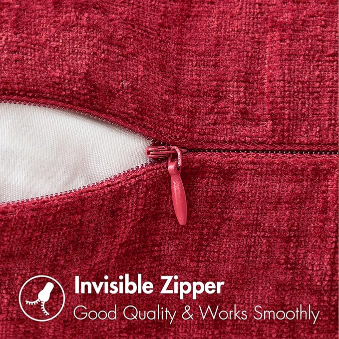 MIULEE Pack of 2 Red Couch Throw Pillow Covers 12x20 Inch Soft Chenille Lumbar - Image 3