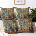 Rustic William Morris Inspired Autumn Forest Decor Pillow Covers 18x18 Set of 4 - Image 4