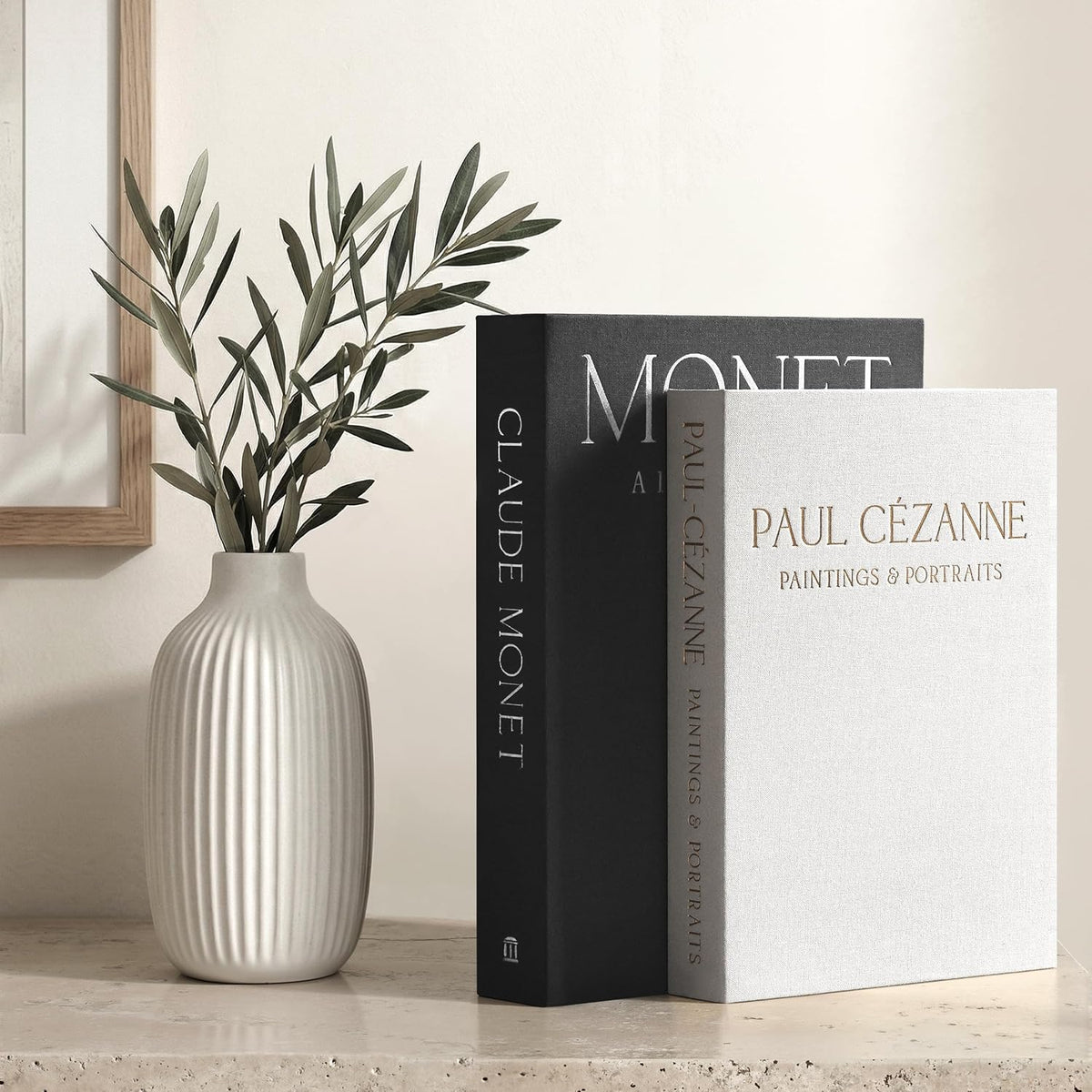 Aesthetic Decorative Books - Coffee Table Books Decor - Faux Decor Book Storage Box for Decoration - Set of 2 Linen Fake Book for Home Table Decors - Photo Storage Keepsake Box