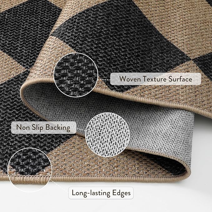 Lahome Colette Checkered Easy Jute Carpet, Washable 8x10 Rugs - Image 4