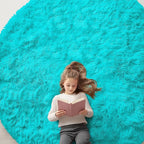 OLANLY Teal Blue Round Rugs for Bedroom by OLANLY