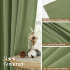 LAMIT Green Linen Curtains for Bedroom, Faux Linen Textured Light Filtering - Image 7