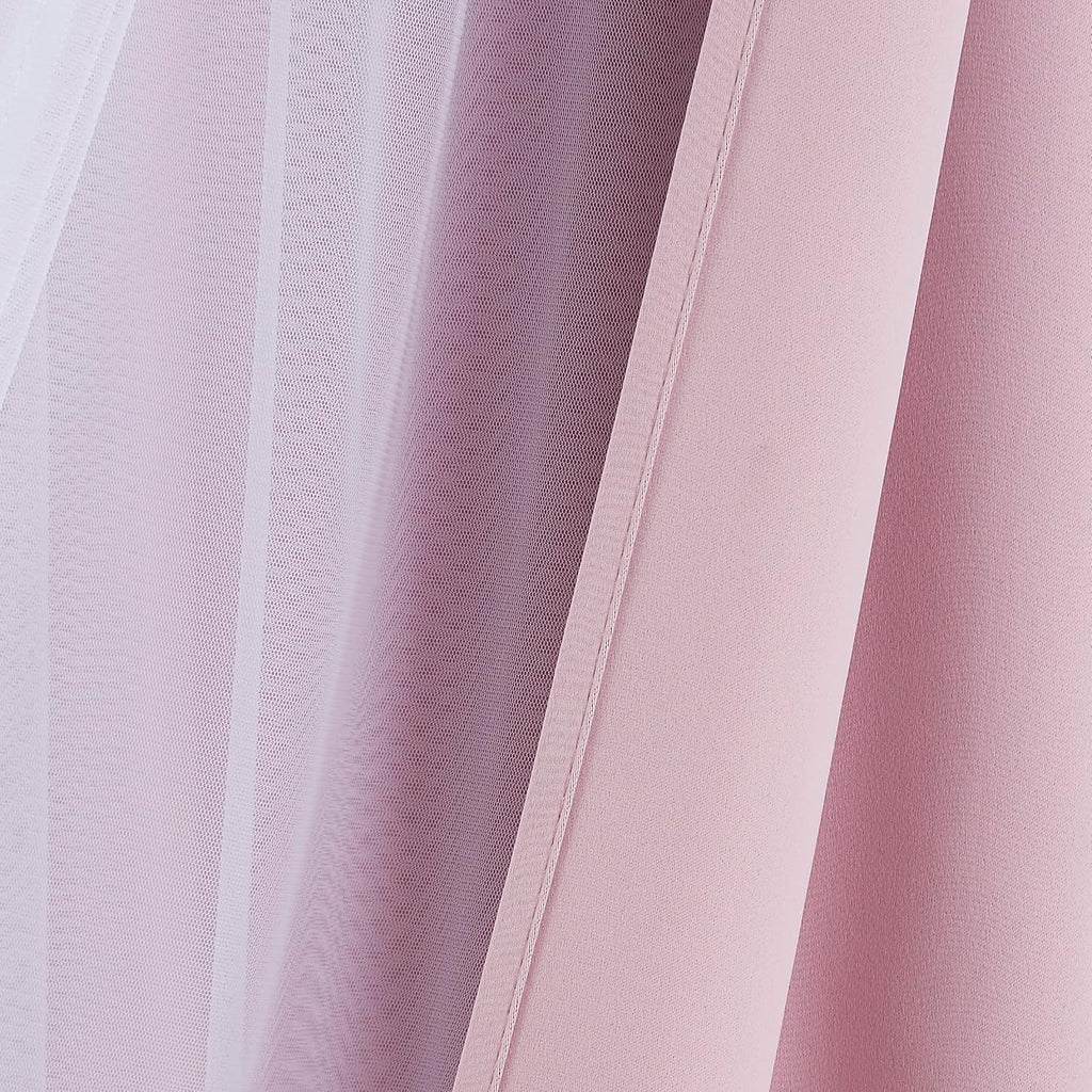 Bujasso Pink Blackout Curtains with Sheer Overlay Mix and Match Double Layer 80% Room Darkening Window Treatment Set for Girls Bedroom Living Room Pink Drapes with Tiebacks Grommet Top 37" Wx84 Lx2