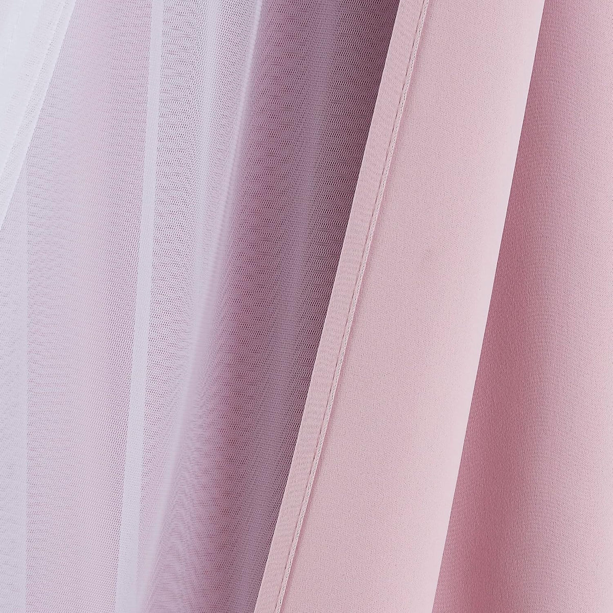 Bujasso Pink Blackout Curtains with Sheer Overlay Mix and Match Double Layer 80% Room Darkening Window Treatment Set for Girls Bedroom Living Room Pink Drapes with Tiebacks Grommet Top 37" Wx84 Lx2